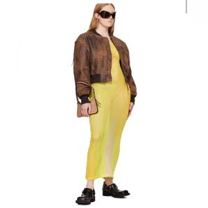 ACNE STUDIOS CROPPED LEATHER BOMBER JACKET BROWN SZ 34